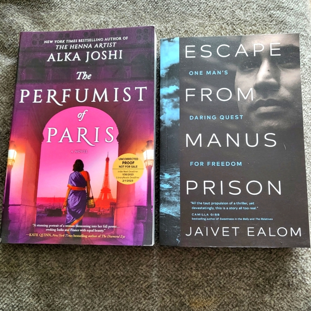 Books. The Perfumist From Paris, and Escape from Manus Prison.